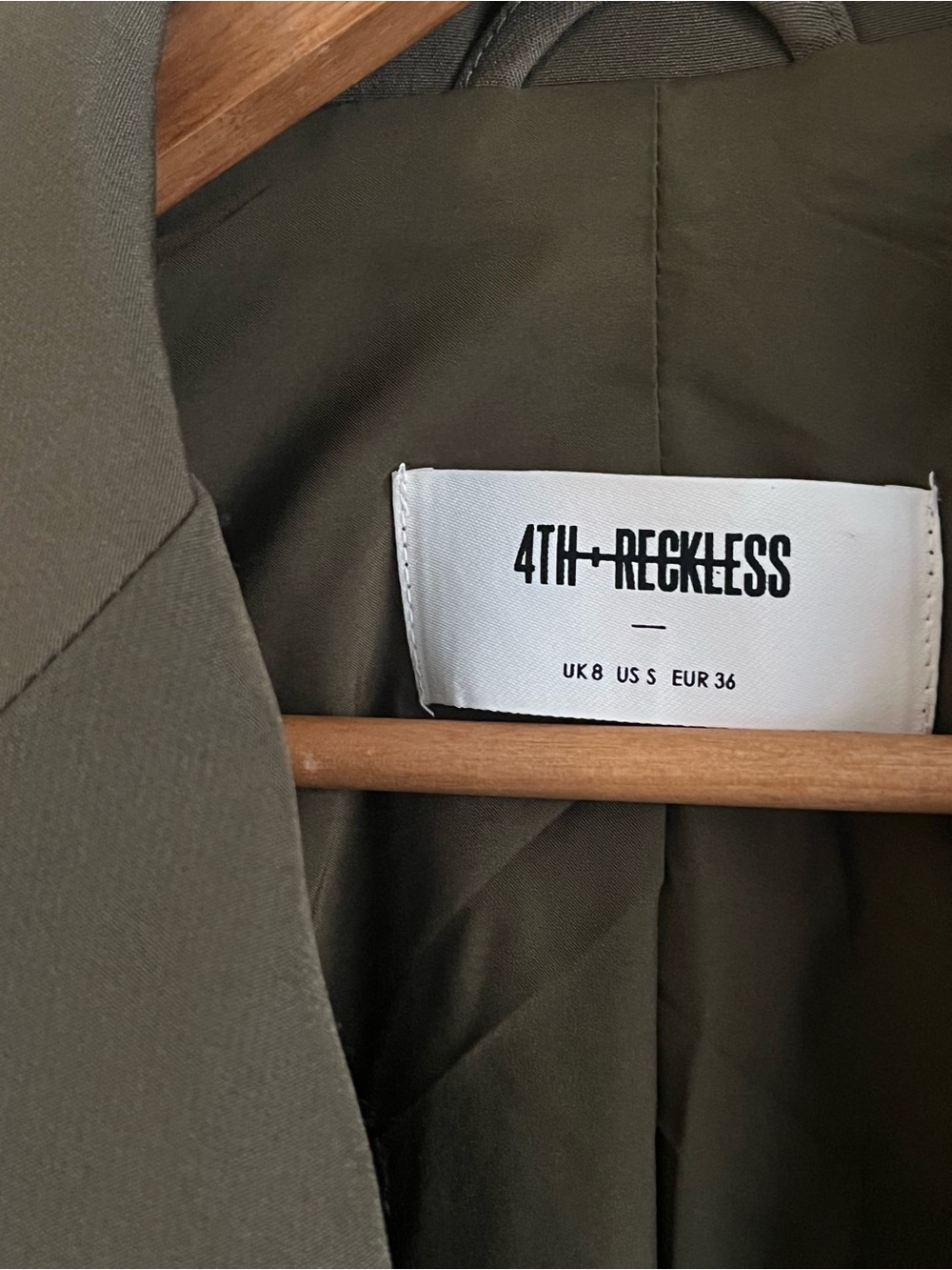 4th & Reckless oversized blazer in khaki Green- Size Small will fit M to L - Picture 7 of 13